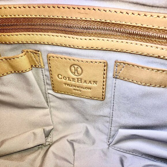 Cole Haan Shoulder Bag Hobo Flap Top Leather Trim orange nylon - Picture 12 of 14